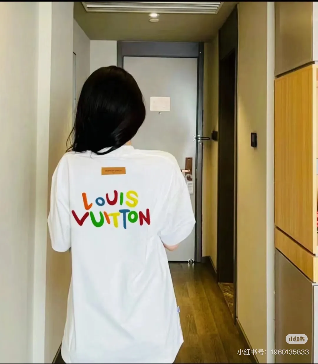 Louis Vuitton/Louis Vuitton colorful letter foam printed short sleeves